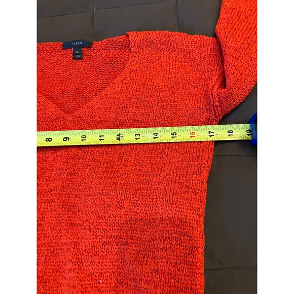 J. Crew Women's XS Red-Orange V-Neck Sweater Chunky Long Sleeve Fall - Picture 6 of 6